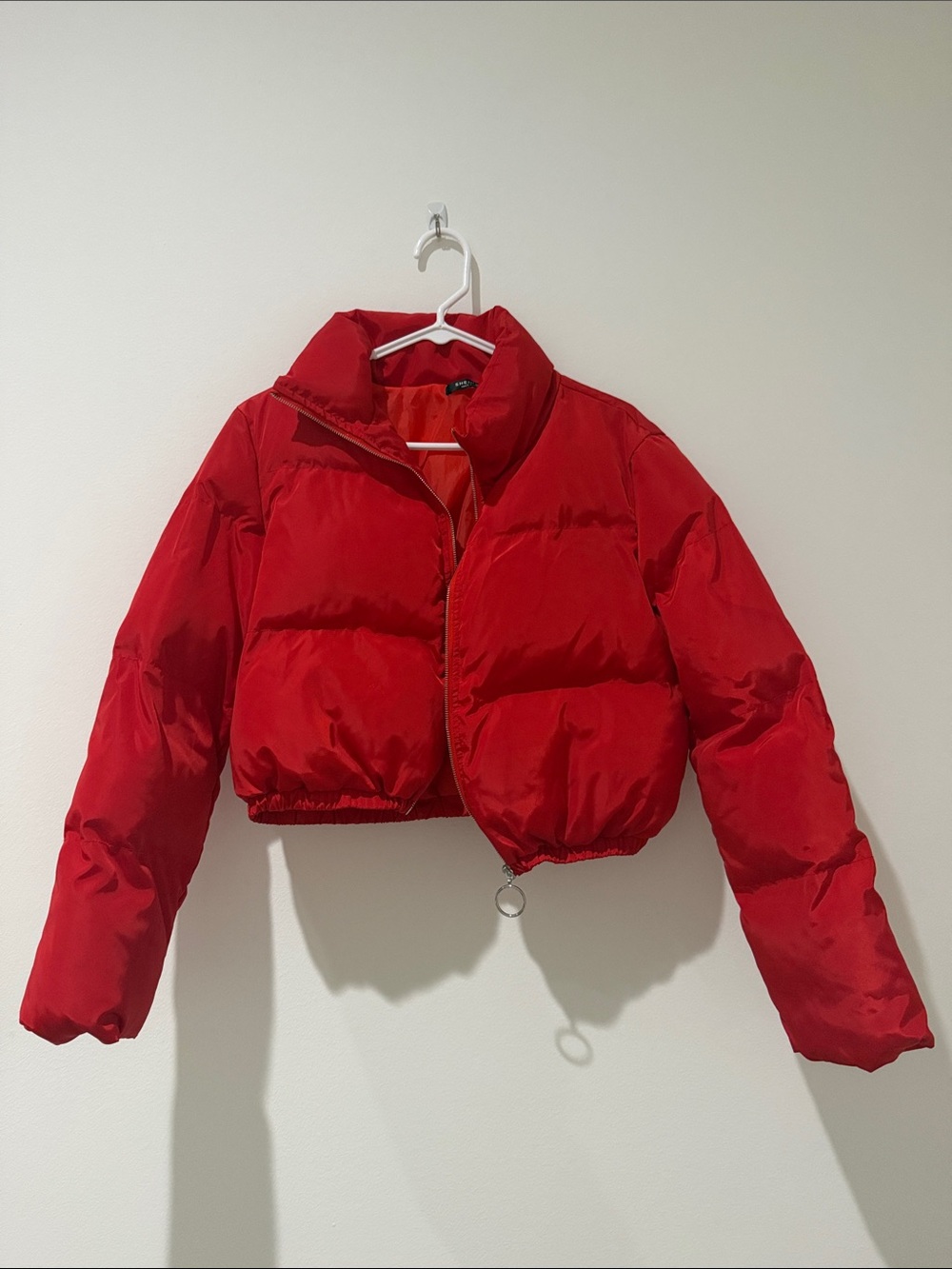 SHEIN Red Cropped Puffer Jacket